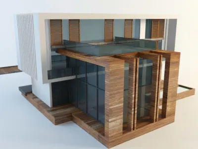 Modern villa Low-poly 3D model