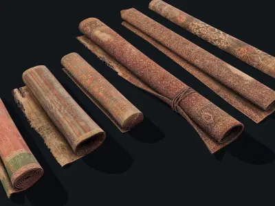 Folded Carpets Low-poly 3D model