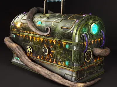 sifi magical treasure chest Free low-poly 3D model