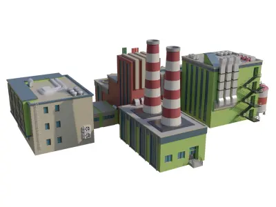 Factory Low-poly 3D model