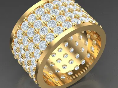 Light Gold Diamond Men Ring 2MR039 3D model