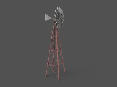 Vintage Windmill Low-poly  Low-poly 3D model