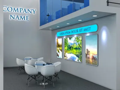 Booth Exhibition Stand Stall 10x12m Height 500 cm 2 Side Open 3D model