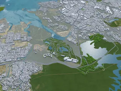 Batam City Riau Islands Indonesia 70km Low-poly 3D model