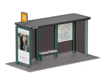 Public transport bus stop 3D model