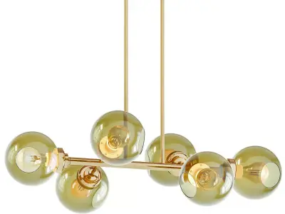Glass Bubble Chandelier Brass 3D model