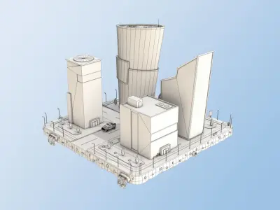 Low Poly Business Center Low-poly 3D model