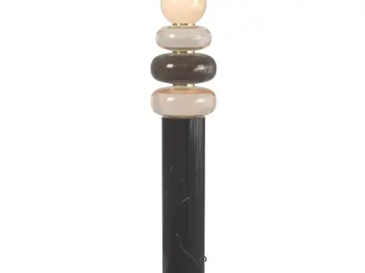 Contemporary Floor Lamp with Marble Base and Glass Totem 3D model