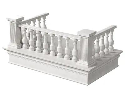 Classic Marble Balcony with Petite Marble Balusters  3D model