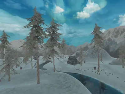 Snow Terrain Landscape  Low-poly 3D model