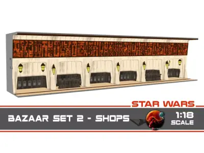 Ralph McQuarries Bazaar  - Set 2 - Shops 1-18 scale 3D print model