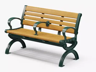 Cast Aluminum Classic Park Bench 3D model