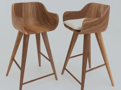 Wood Bar Chair 3D model