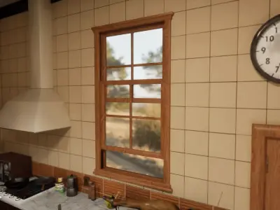 Wooden Window Low-poly 3D model