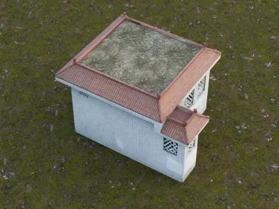 modern Chinese-style public restroom Low-poly 3D model