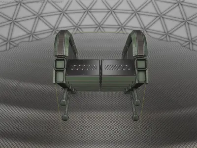 Sci-Fi Stairs - 29 - Green Version Low-poly 3D model