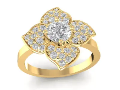 Luxury Floral Diamond Cluster Ring for Women 1424 3D print model