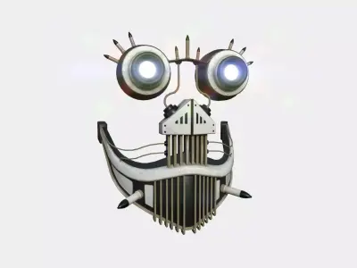 Steampunk Mask A07 White Skull - SciFi Character Design Low-poly 3D model