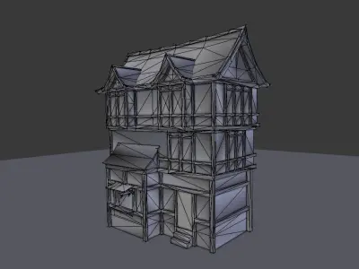 Medieval Town House Low-poly 3D model shop