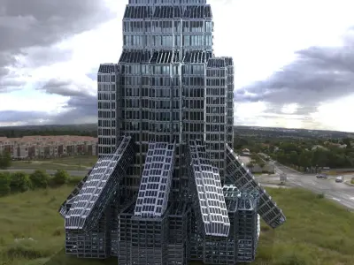 Cyberpunk Tower Grid politicians tower 2 designs 3D model