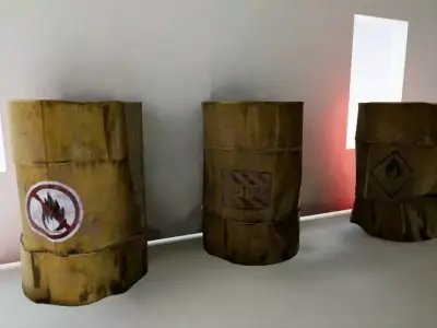 Industrial Metal Damaged Barrel Kit Low-poly 3D model