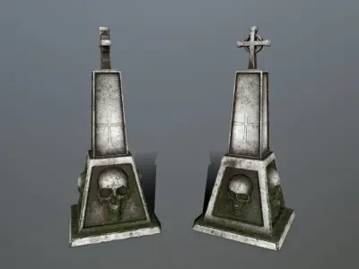 tombstone set two tombstones Low-poly 3D model