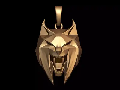 Geometric Wolf Head Pendant 3D print model