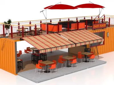 Shipping Container Fast Food 3D model