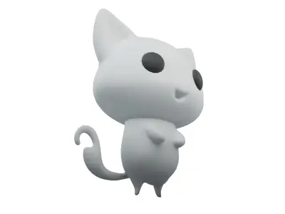 Double Tail Cat Ghost Character v1 001 Low-poly 3D model