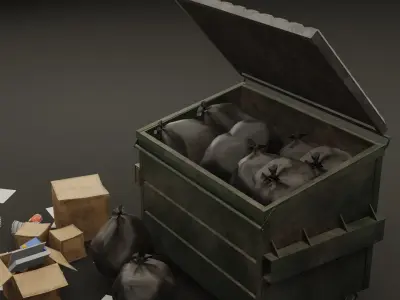 Street Props Set Low-poly 3D model