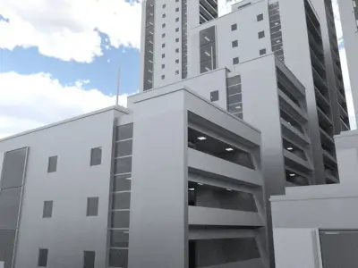 Residential Buildings Set Low-poly 3D model
