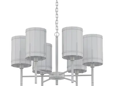 Bustaman six light chandelier in brass with shades 3D model