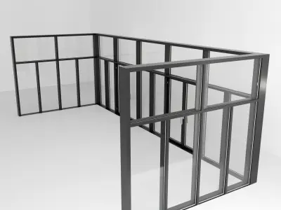 Panoramic windows Door Entrance 3 Low-poly 3D model