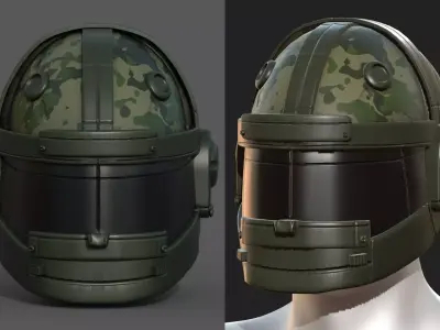 Helmet plastic mask combat fantasy futuristic  Low-poly 3D model