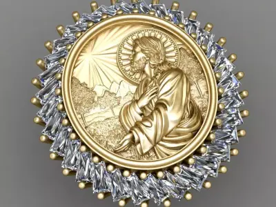Jesus Diamond Earring 3d Print Model  3D print model