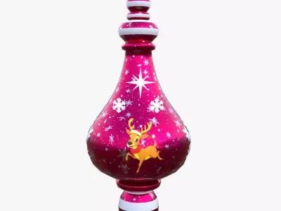 Christmas Reindeer Ornament Red Bauble PBR Holiday Decoration  Low-poly 3D model