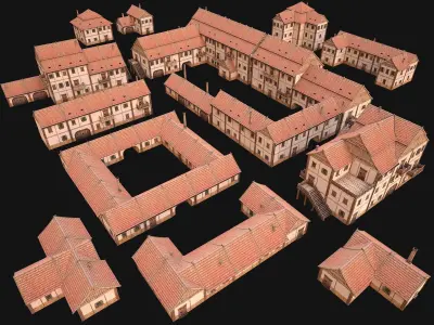 Medieval Town House City Pack 15 Buildings Low-poly 3D model