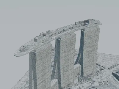 Marina Bay Sands Singapore Low-poly 3D model