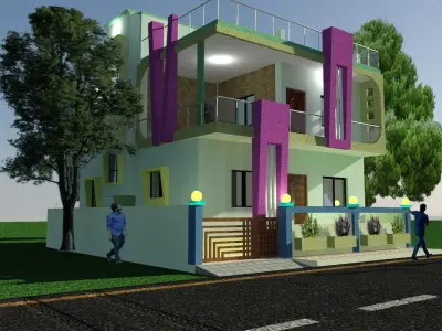 Exterior house design in hyderabad 3D print model