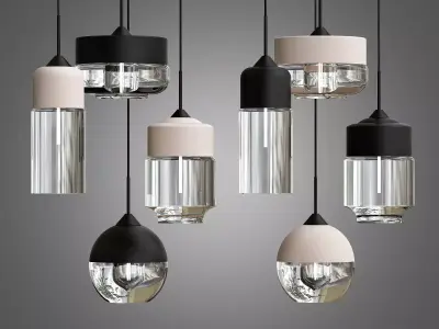 Moderne Hedendaagse Retro Art Metal Glazen Hanger Lampen 3D model