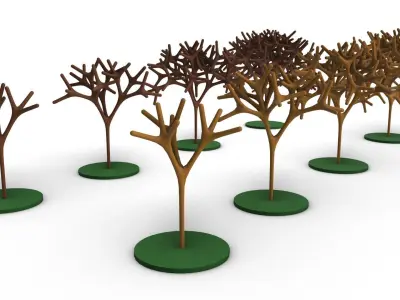 Fractal Trees Smooth Branches Low-poly 3D model