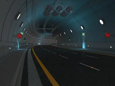Highway Tunnel Adjustable and Rigged 3D model