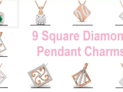 9 Light wt Diamond Charms Pendant 3dm render Detail  3D Model Pack