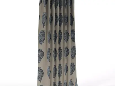 Asher Medallion Pattern Blackout Window Treatments - Twilight Low-poly 3D model