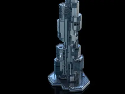 Futuristic Future Modern City Building Skyscraper 16 3D model