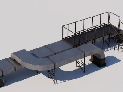 Rooftop Stairs 01 Low-poly 3D model