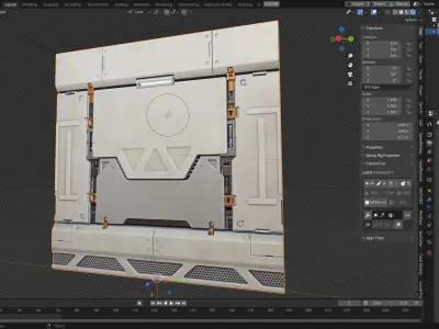 Sci-fi style interior wall deck high model PBR 3D model