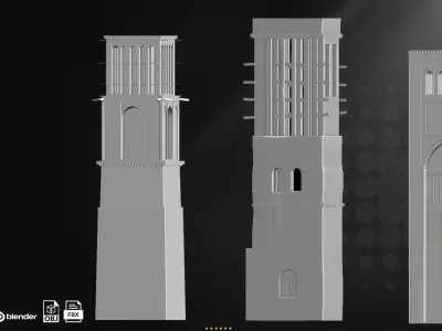 Windcatcher BASE MESH Low-poly 3D model