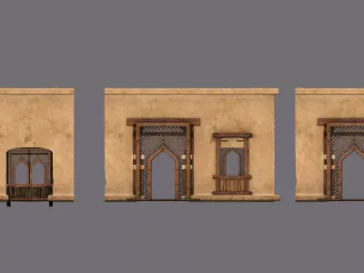 Arabian Store Fronts Low-poly 3D model