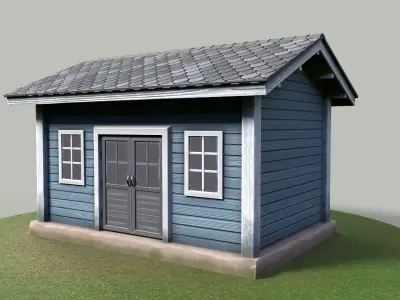 Classic wood warehouse European style Low-poly 3D model